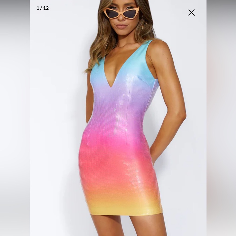 Malibu rainbow sequin ombré mini dress runaway the label